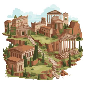 Roman Forum Vector Sticker Clipart Isometric Art Of The Greek City