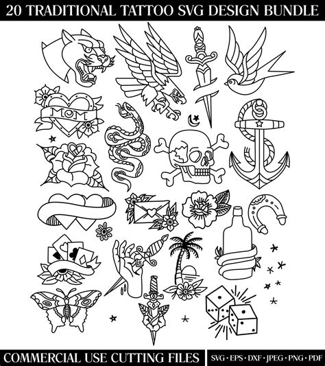 20 Traditional Tattoo Svg Bundle Svg Bundle For Cricut Tattoo Art
