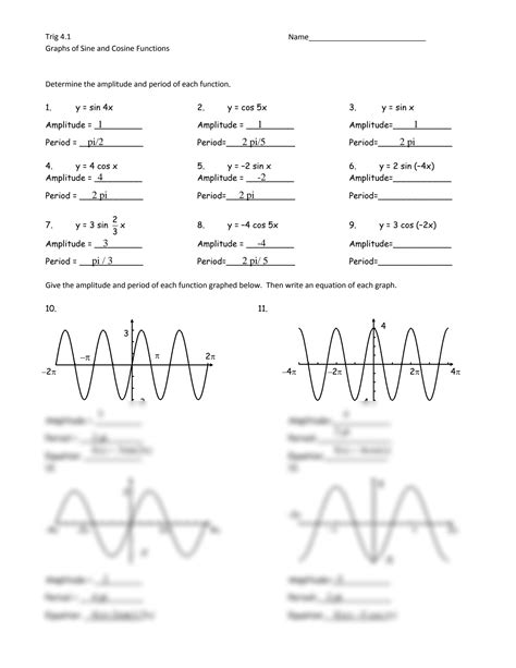 Solution Amplitude And Period For Sine And Cosine Functions