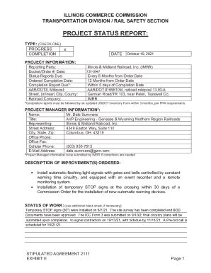 Fillable Online Icc Illinois Project Status Report Fax