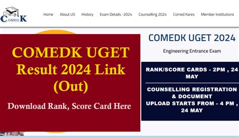 COMEDK UGET Result 2024 Link Out Comedk Org UGET Result Scorecard