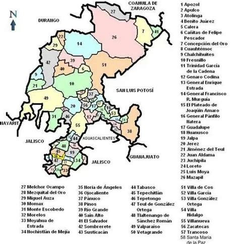 Municipios De Zacatecas Tfb Mapa Geografico De Mexico Mapa De