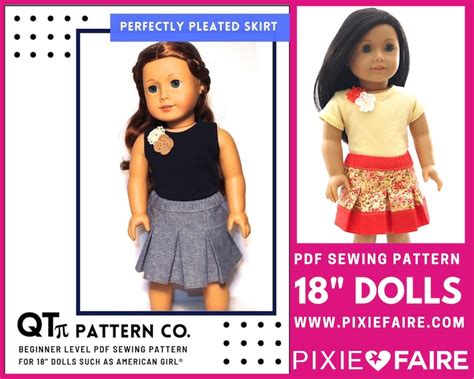 Perfectly Pleated Skirt 18 Inch Doll Clothes Pattern Fits Etsy