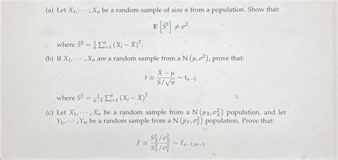 Solved A Let X1 Xn Be A Random Sample Of Size N From A Chegg