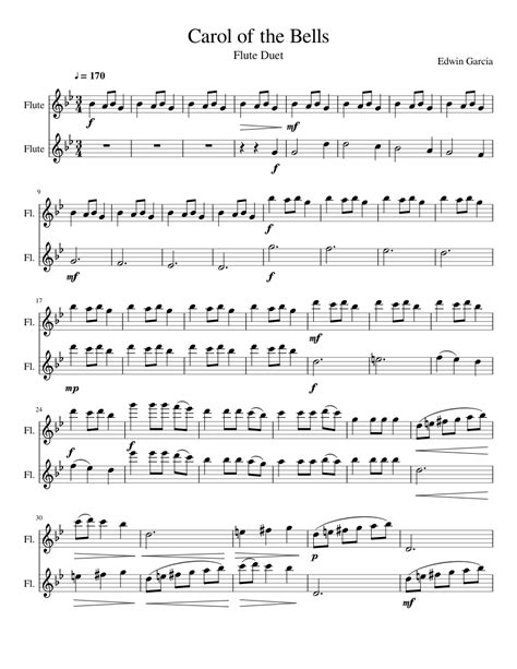 Carol Of The Bells Sheet Music For Flute Download Free In Pdf Or Midi