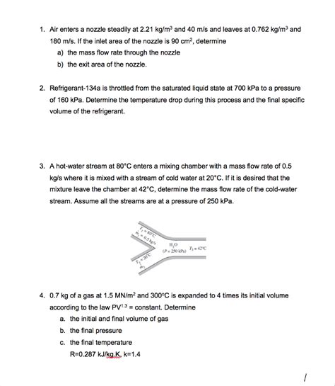 Solved 1 Air Enters A Nozzle Steadily At 221 Kgm² And 40