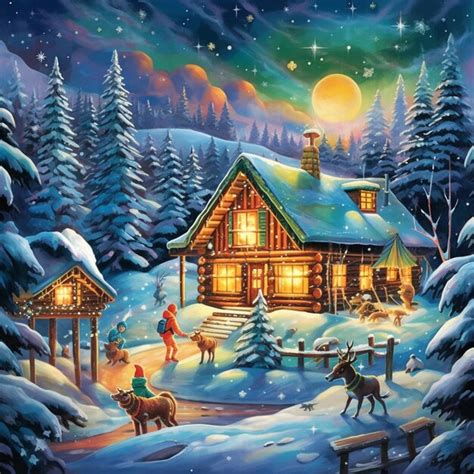 Premium AI Image | A christmas scene with a house and a christmas scene.