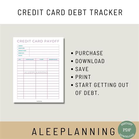 Credit Card Payoff Tracker Printable K Debt Visual Debt Tracker Debt