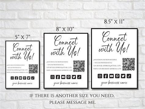 Editable Social Media Sign Template Editable Qr Code Scan Etsy