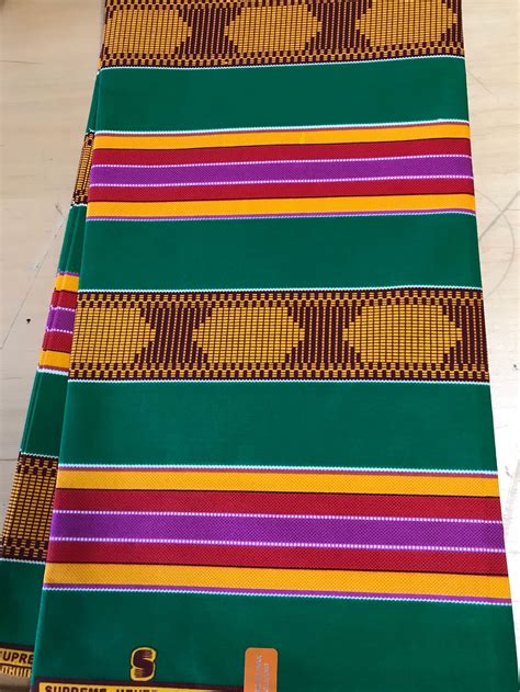 Green Kente Print Fabric By The Yard Kente From Africa Etsy