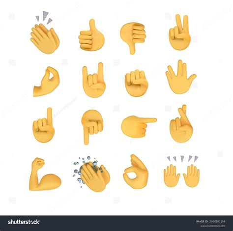 Set Hands Gesture Icons Symbols Emoji Stock Illustration 2000983199