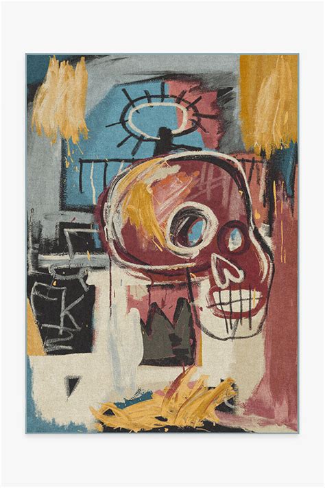 Jean Michel Basquiat Samo Skull Multicolour Rug Ruggable