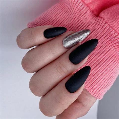 Black Matte Almond Nails
