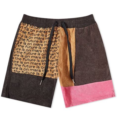 TFIOM Corduroy Patchwork Shorts Copper Brown Pink END