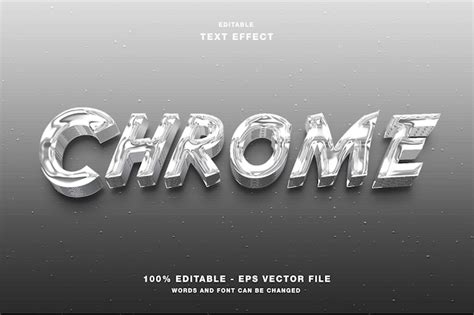 Effet De Texte Modifiable Chrome 3d Vecteur Premium