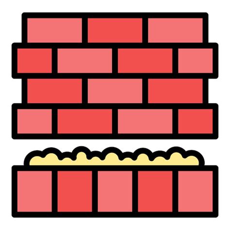 Vector de contorno de ícone de parede de tijolos Construção de