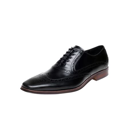 Mens John White Hercules Brogue Oxford Leather Shoes Black