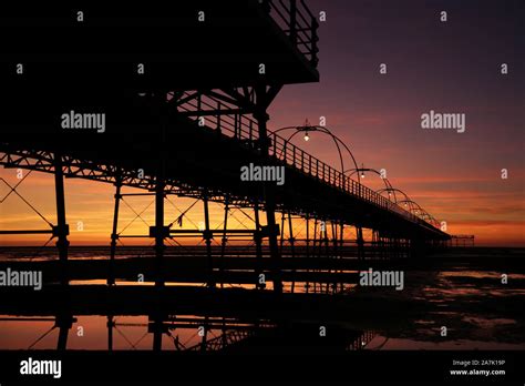 Southport Pier, UK, at dusk Stock Photo - Alamy