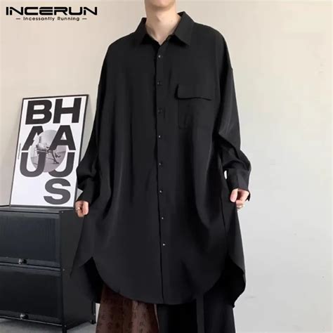 INCERUN Tops De Estilo Coreano Para Hombre Camisas De Longitud Media