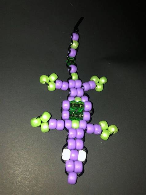 Purple Green Kandi Lizard Keychain Etsy