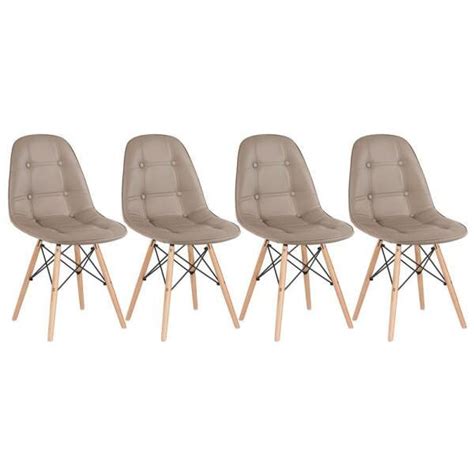 Kit Cadeiras Eames Eiffel Boton Nude Base De Madeira Clara Madeiramadeira