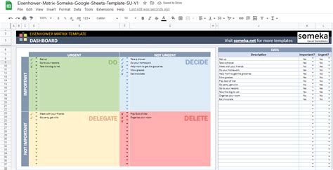 Eisenhower Matrix Template Google Sheets