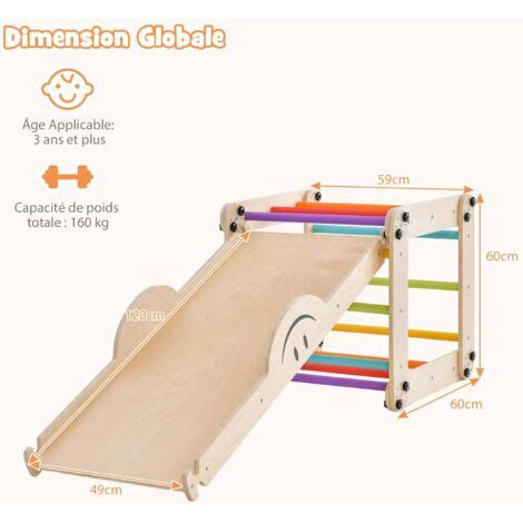 Costway En Chelle D Escalade Montessori Enfants Avec Rampe Double