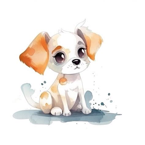 Um Desenho Em Aquarela De Um Cachorrinho Nariz Grande Foto Premium