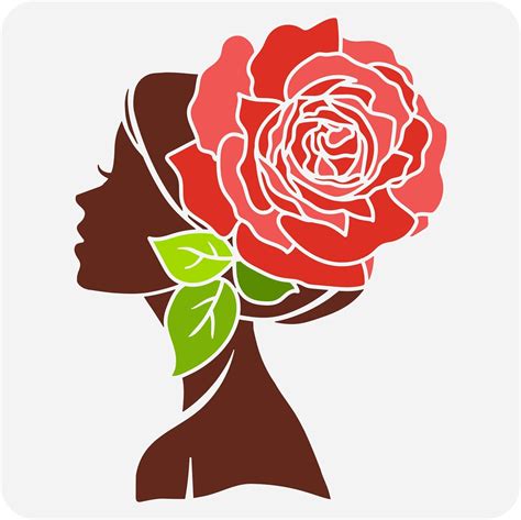 Amazon FINGERINSPIRE Rose Woman Silhouette Painting Stencil 11