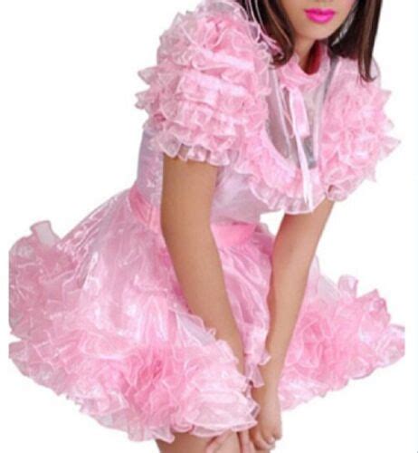 Girl Maid Sissy Lockable Pink Satin Dress Cosplay Costume Tailor Made