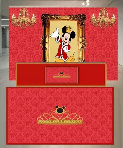 Painel Tapete Frente De Mesa Mickey Realeza 2 00 X 0 80