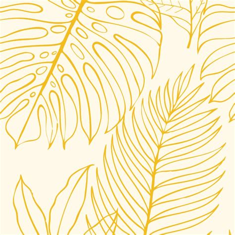 Tropical Yellow Wallpaper - Palm Leaves Peel and Stick - The Wallberry