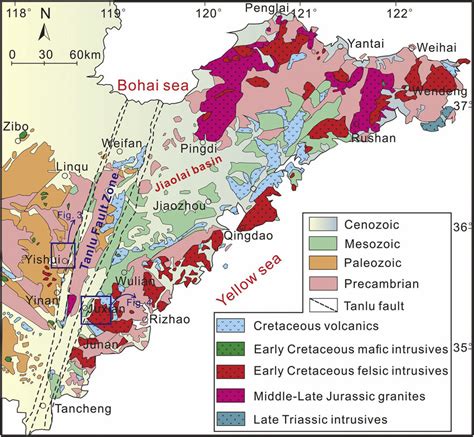 Geological Map Of Eastern Shandong Province Showing The Study Area