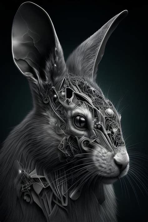 Digital Illustration of a Tattoo on the Head of a Rabbit Stock ...