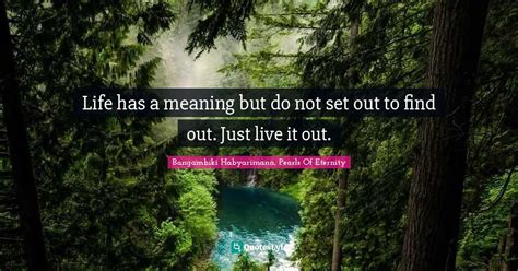 Life Has A Meaning But Do Not Set Out To Find Out Just Live It Out