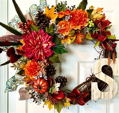 Fall Floral Wreath, Autumn Wreath,thanksgivings Wreath, Fall Wreath ...