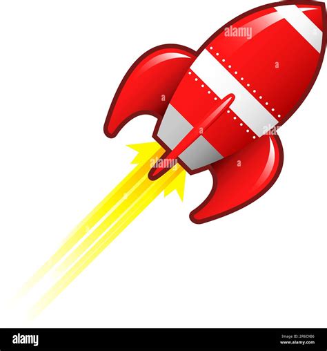 Stylized Vector Illustration Of A Retro Rocket Ship Space Vehicle