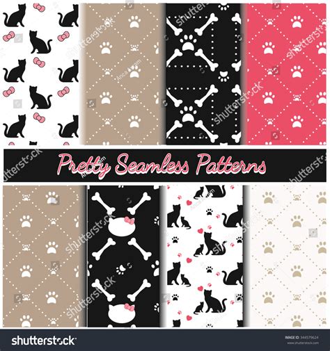 Pussy Cats Patternsisolated Stock Vector Royalty Free Shutterstock