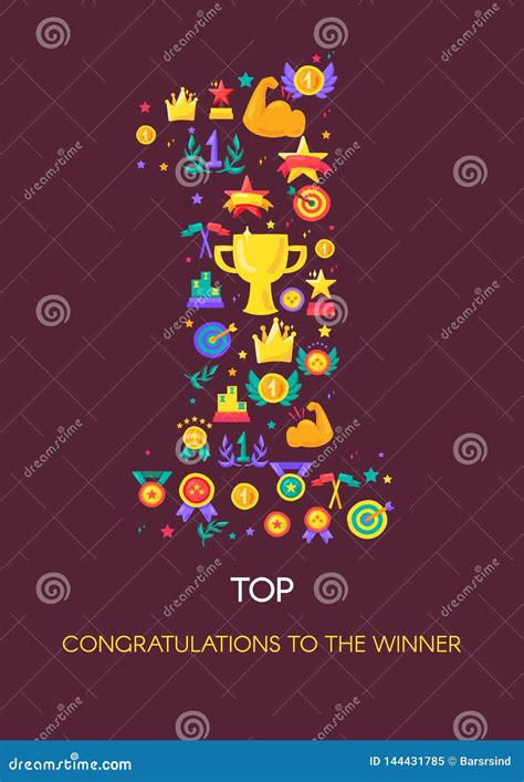 Winner Congratulations Vector Poster Stock Illustration - Illustration ...