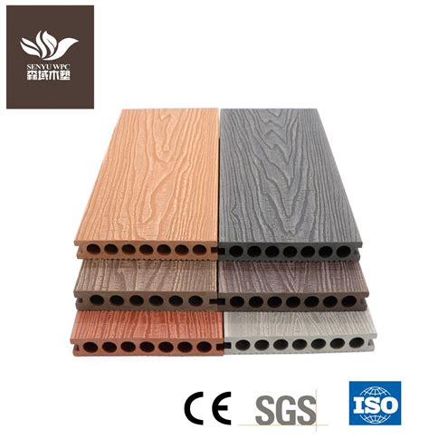 Wood Plastic Composite Wood Grain Surface Deep Embossing WPC Hollow