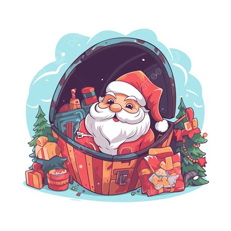 Fofo Papai Noel Secreto Vetor Png Adesivo Clipart Cartoon Papai Noel