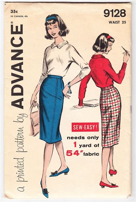 Vintage Advance Sewing Pattern Misses One Yard Skirt Size