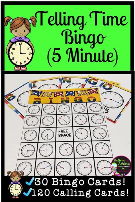 Telling Time To The Nearest Minutes Bingo Game St Grade Activities