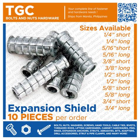 Pcs Expansion Shield For Lagscrew Inches