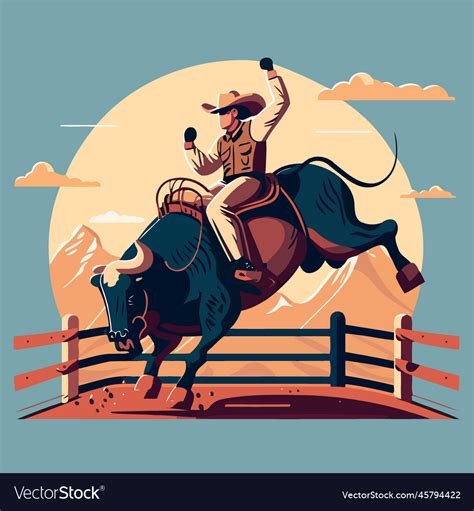 Bull Riding Cowboy Royalty Free Vector Image Vectorstock