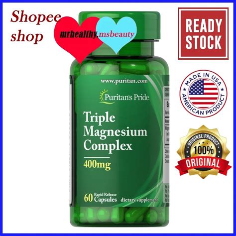 Puritan S Pride Triple Magnesium Complex Mg Capsules Shopee