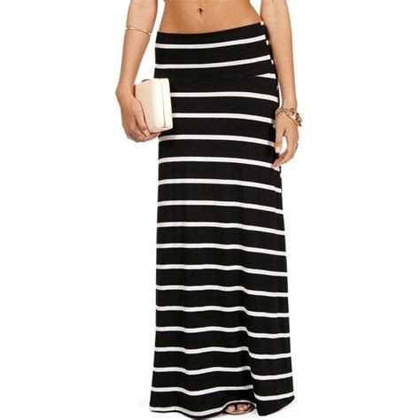 Black White Striped Maxi Skirt 30 Liked On Polyvore White Maxi