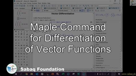 Maple Command For Differentiation Of Vector Functions Math Lecture