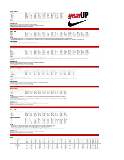 Sportswear Size Charts - Gearup Download Printable PDF | Templateroller