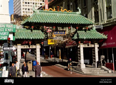 Chinatown Pagoda Gate At Grant Avenue And Bush Street San Francisco